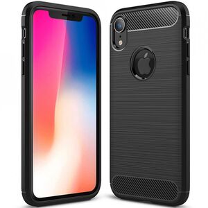 Husa iphone xr, carbon silicone, techsuit - negru