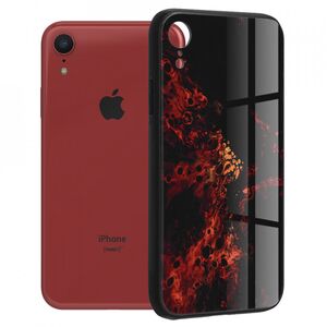 Husa iphone xr cu sticla securizata, techsuit glaze - red nebula