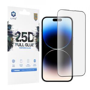 Folie de sticla iphone 14 pro, 2.5d fullglue lito - negru