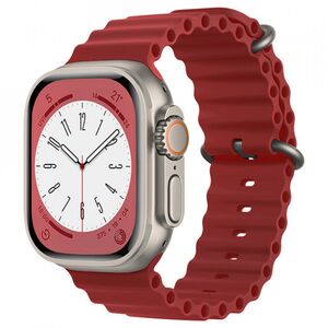 Curea Apple Watch 1 / 2 / 3 / 4 / 5 / 6 / 7 / 8 / SE / Ultra (42 mm / 44 mm / 45 mm / 49 mm) Techsuit, red wine, W038