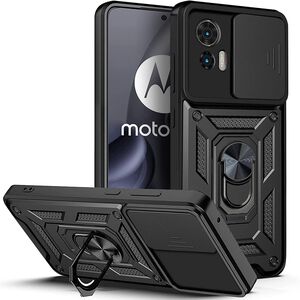 Husa pentru Motorola Moto Edge 30 NEO cu inel Ring Armor Kickstand Tough Rugged (negru)