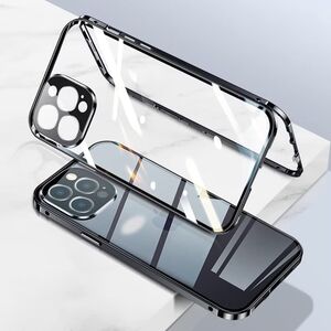 Husa iPhone 14 Pro Max 360 Magnetic Glass (sticla fata + spate), negru