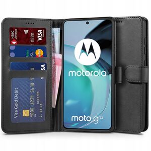 Husa pentru Motorola Moto G72 Wallet 2 tip carte, negru mat
