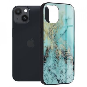 Husa iphone 14 cu sticla securizata, techsuit glaze - blue ocean