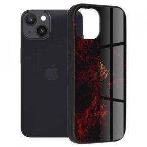 Husa iphone 14 cu sticla securizata, techsuit glaze - red nebula