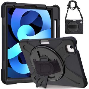 Pachet 360: Folie integrata + Husa pentru iPad Pro 11 2022, 2021 11 inch Shockproof Armor de tip stand, negru