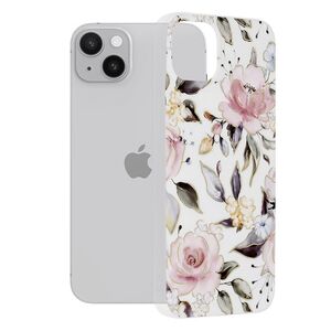 Husa apple iphone 14 plus marble series, techsuit - chloe white