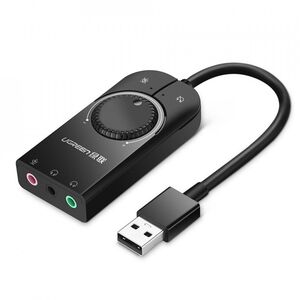 Adaptor USB la 3x Jack cu telecomanda Ugreen, negru, 40964