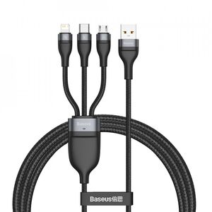 Cablu De Date 3in1 Lightning, Micro-USB, Type-C 1.2m 5A Baseus, negru, CA1T3-G1