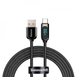Cablu date USB la tip C LED Baseus, 66W, 2m, negru, CASX020101