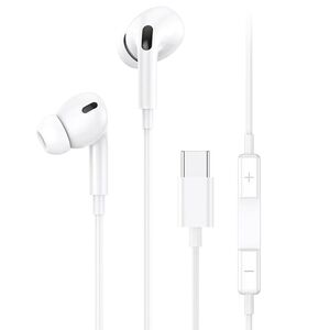 Casti cu fir USB Type-C In-ear cu microfon, 1.2m, US-SJ452, alb