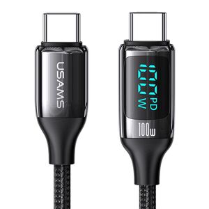 Cablu de date USB-C la Type-C 100W, PD, Fast Charge, 1.2m, Digital Display, Usams U78, negru