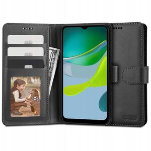Husa pentru Motorola Moto E13 Wallet tip carte, negru mat