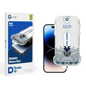 Folie sticla iPhone 14 Pro Max Lito Magic Glass Box D+ Tools cu aplicator, transparenta