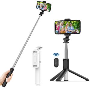 Selfie stick tip trepied cu telecomanda bluetooth, 101cm, techsuit s7 - alb