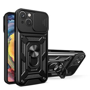 Husa pentru iPhone 14 cu inel Ring Armor Kickstand Tough, protectie camera (negru)