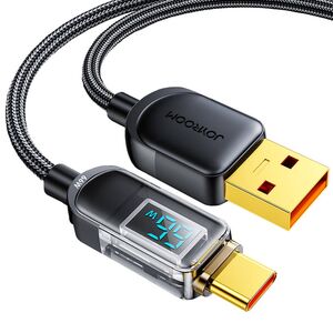 Cablu de date si incarcare JoyRoom - (S-AC066A16) - USB la USB Type-C, Digital Display, Fast Charging 66W, 1.2m - negru