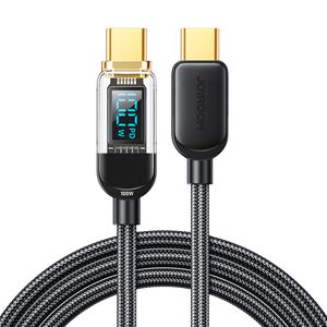 Cablu de date si incarcare JoyRoom - Data Cable (S-CC100A4) - Type-C la Type-C, Digital Display, Fast Charging 100W, 480Mbps, 1.2m - negru