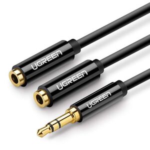 Cablu audio Ugreen - Audio Cable 2in1 Stereo Splitter Adapter (20816) - Jack 3.5mm, 1 x tata la 2 x mama, lungime 25cm - negru