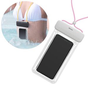 Husa waterproof Baseus - Case Let"s Go (ACFSD-D24) - Universal Cover pentru telefoane, IPX8, max 7.2" - alb / roz