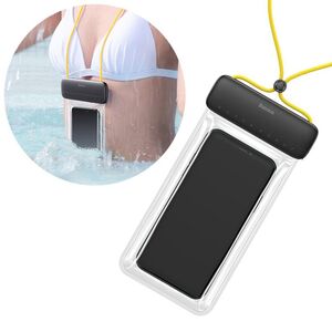 Husa waterproof Baseus - Case Let"s Go (ACFSD-D24) - Universal Cover pentru telefoane, IPX8, max 7.2" - negru / galben