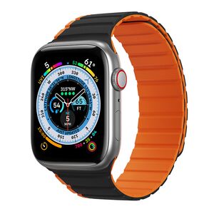 Curea magnetic Apple Watch 1/2/3/4/5/6/7/8/SE/SE 2 (38/40/41mm) Dux ducis - ld series - negru / orange