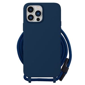 Husa cu snur iPhone 15 Plus Techsuit Crossbody Lanyard, albastru