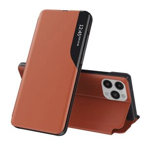 Husa iPhone 15 Pro Max Eco Leather View flip tip carte, portocaliu