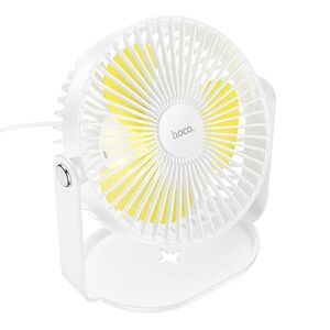 Mini ventilator de birou cu lumini LED Hoco F14, alb