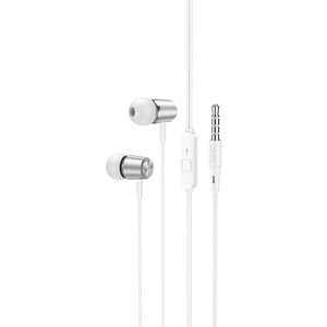 Casti in-ear cu fir si microfon, 1.2m Hoco M108, alb