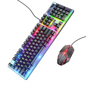 Kit tastatura si mouse gaming Hoco GM18, cu fir, RGB Lights, 1.5m, Adjustable DPI (800 - 1200), negru