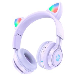 Casti urechi pisica Bluetooth pentru copii Hoco W39, pliabil, mov