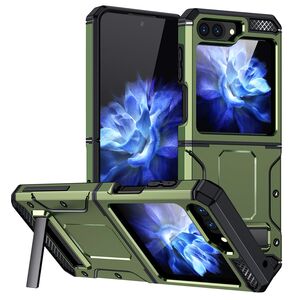 Husa antisoc Samsung Galaxy Z Flip 5 Techsuit Hybrid Armor Kickstand, verde