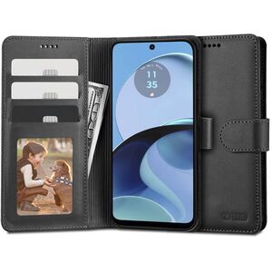 Husa pentru Motorola Moto G14 Wallet tip carte, negru mat