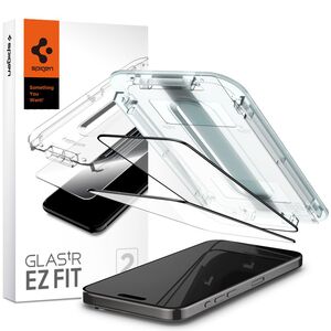 [Pachet 2x] Folie iPhone 15 Pro Max Spigen Glas.tR EZ Fit, negru