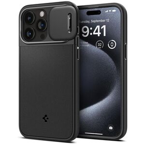 Husa iPhone 15 Pro Spigen Optik Armor, negru