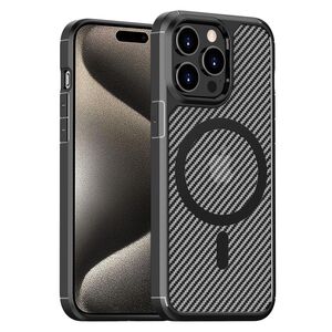 Husa MagSafe iPhone 15 Pro Techsuit Carbon Fuse, negru