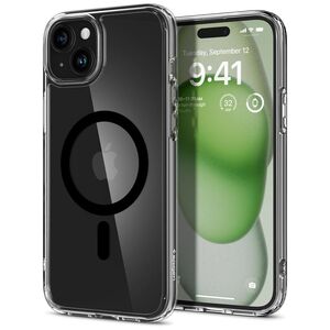 Husa iPhone 15 Spigen Ultra Hybrid MagSafe, transparent-negru