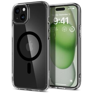 Husa iPhone 15 Plus Spigen Ultra Hybrid MagSafe, transparent-negru