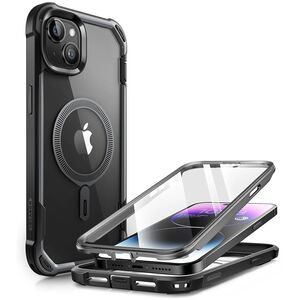 Pachet 360: Husa cu folie integrata iPhone 15 i-Blason Ares MagSafe, negru