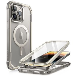 Pachet 360: Husa cu folie integrata iPhone 15 Pro i-Blason Ares MagSafe, gray
