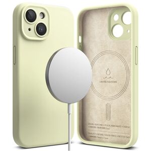 Husa iPhone 15 cu MagSafe Ringke Silicone Magnetic, sunny lime