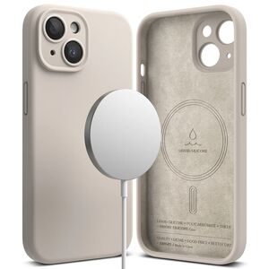 Husa iPhone 15 Plus cu MagSafe Ringke Silicone Magnetic, stone