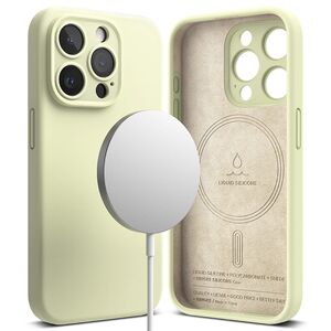 Husa iPhone 15 Pro cu MagSafe Ringke Silicone Magnetic, sunny lime