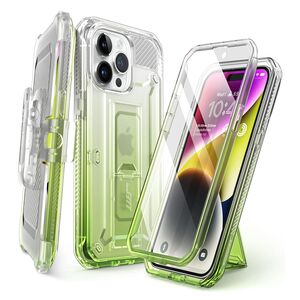 Pachet 360: Husa cu folie integrata iPhone 15 Pro Max Supcase Unicorn Beetle Pro, gradient green