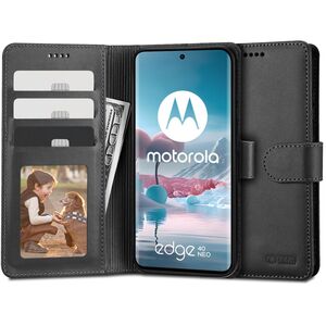 Husa pentru Motorola Edge 40 NEO Wallet Premium tip carte, negru