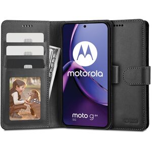Husa pentru Motorola Moto G84 Wallet tip carte, negru mat