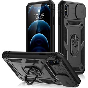 Husa iPhone X / XS cu inel Ring Armor Kickstand Tough Rugged cu protectie camera (negru)