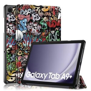 Husa Samsung Galaxy Tab A9+ Plus 11 inch UltraSlim de tip stand, functie sleep/wake-up, grafitti