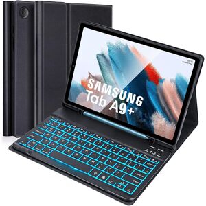 Husa cu tastatura iluminata pentru Samsung Galaxy Tab A9+ Plus 11 inch, negru
